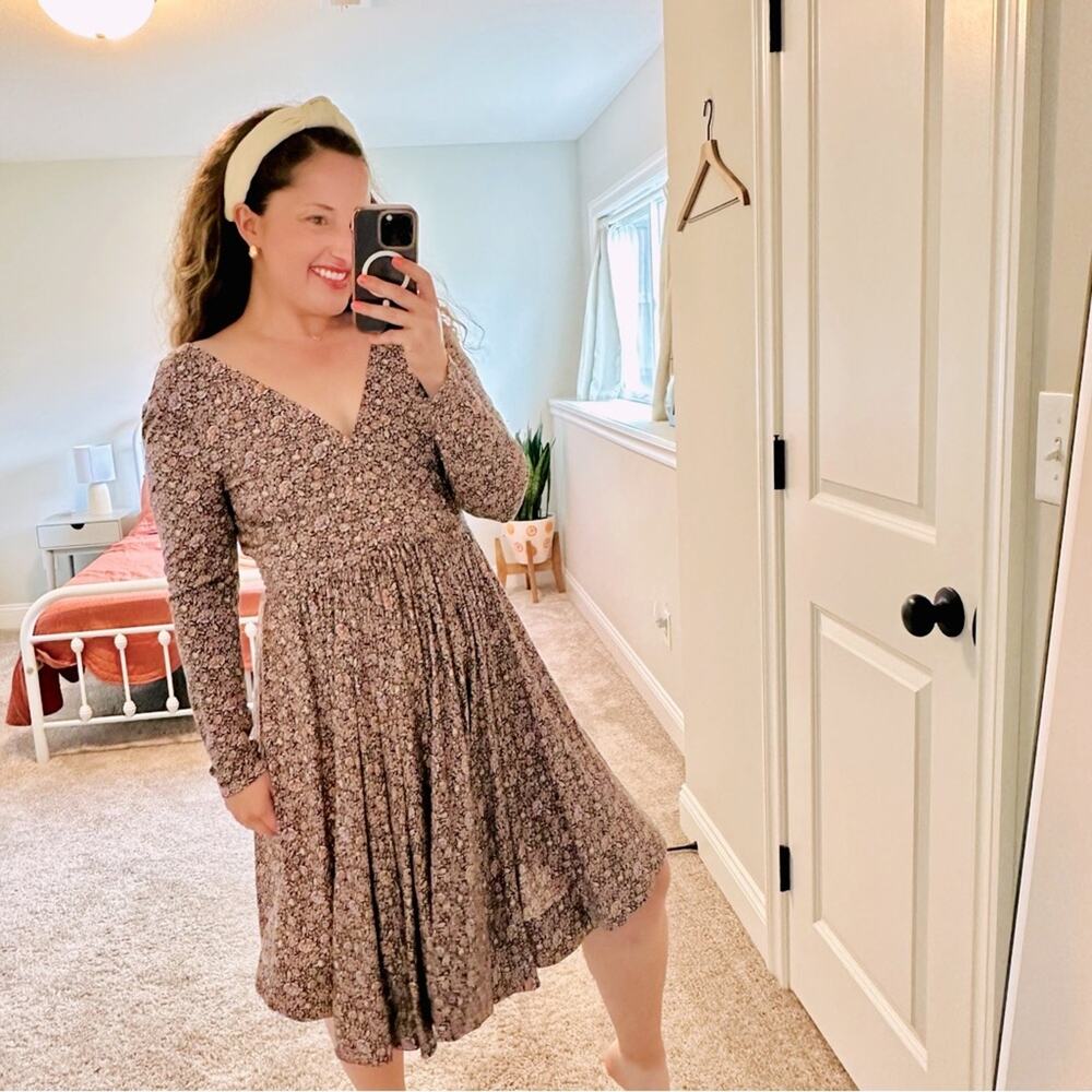 Rebecca Taylor V Neck Purple Floral Mini Dress 6